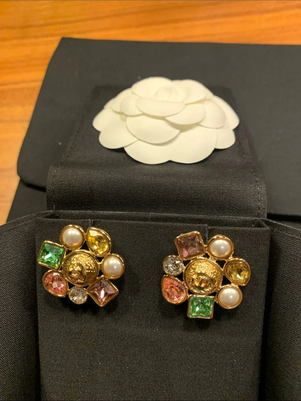 Absolutely stunning brand new authentic Chanel earrings with multi color stones